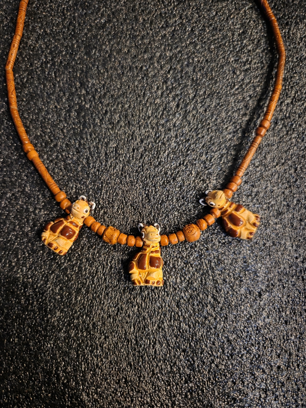 Brown Beaded Giraffe Charm Necklace - Women Jewelry